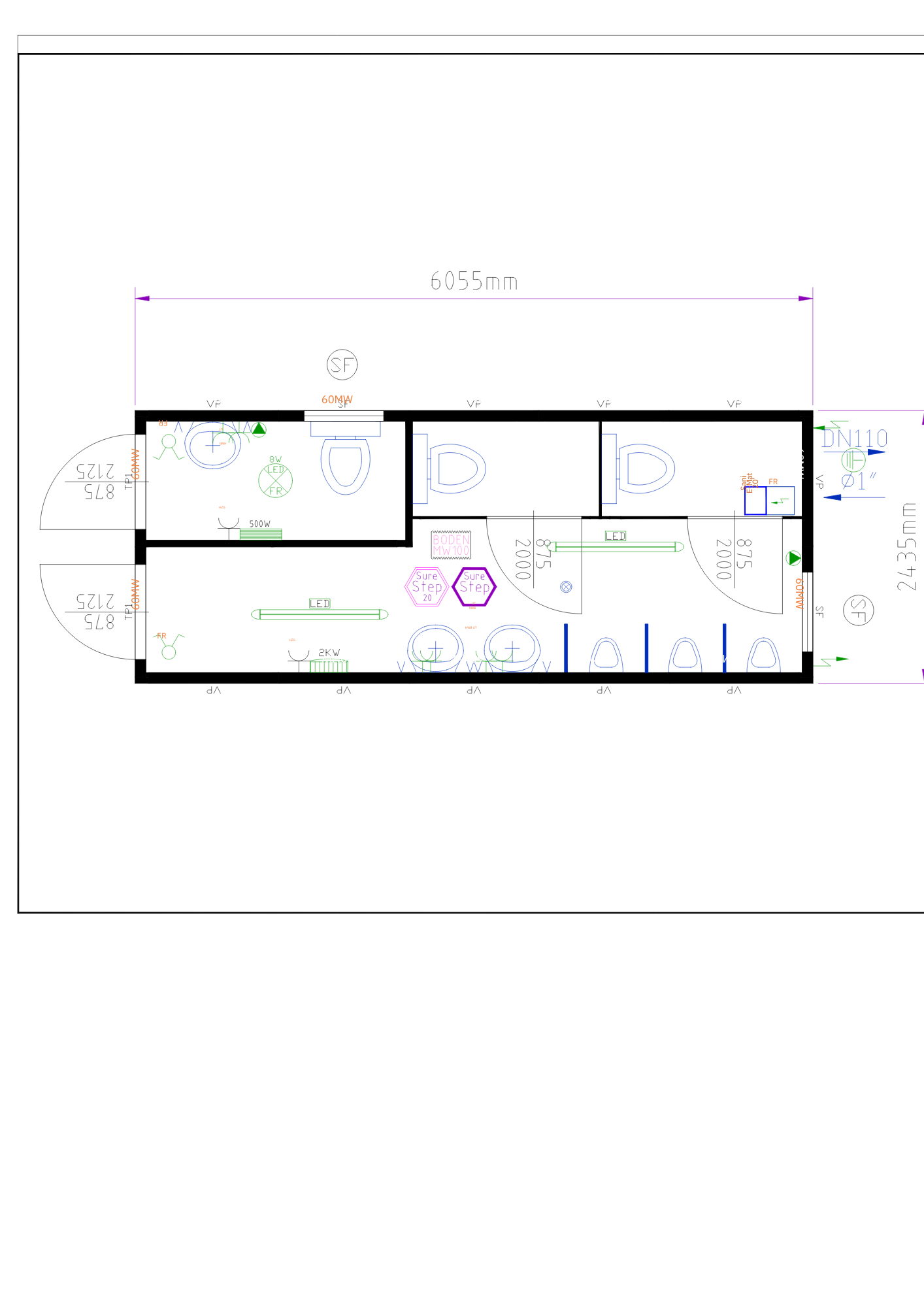 20' Herren-Damen WC Container