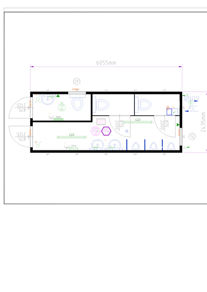 20' Herren-Damen WC Container